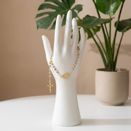 Pulsera Rosario · Acabado Tricolor Premium