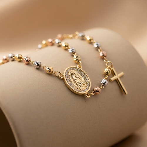 Pulsera Rosario · Acabado Tricoloro Premium